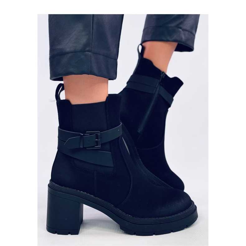 Tanish Black comfortable high-heeled ankle boots - Inello 2