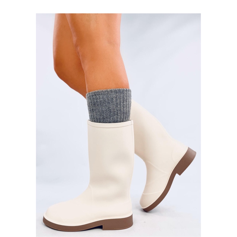 White women's matte galoshes beige 2