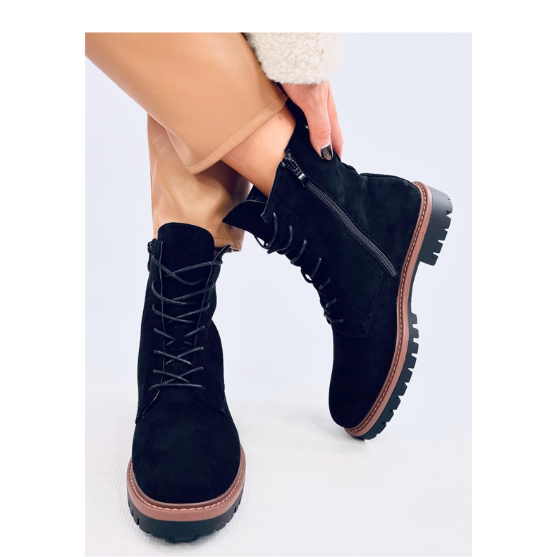 Suede lace-up boots black 1