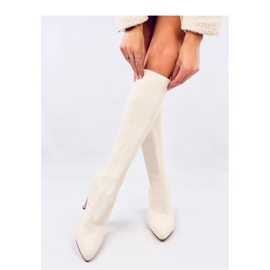 Elisha Beige elastic high-heeled boots - Inello 2