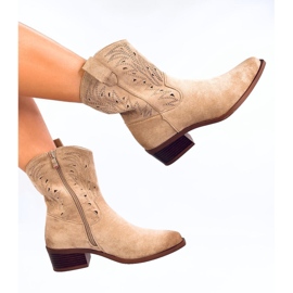 Beige openwork cowboy boots 1