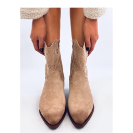 Beige openwork cowboy boots 2