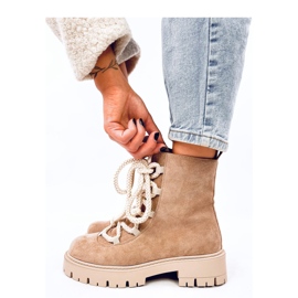 Lace-up ankle boots with thick laces Smiless Khaki - Inello beige 1