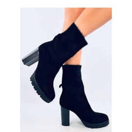High-heeled ankle boots with elastic cuff black 1