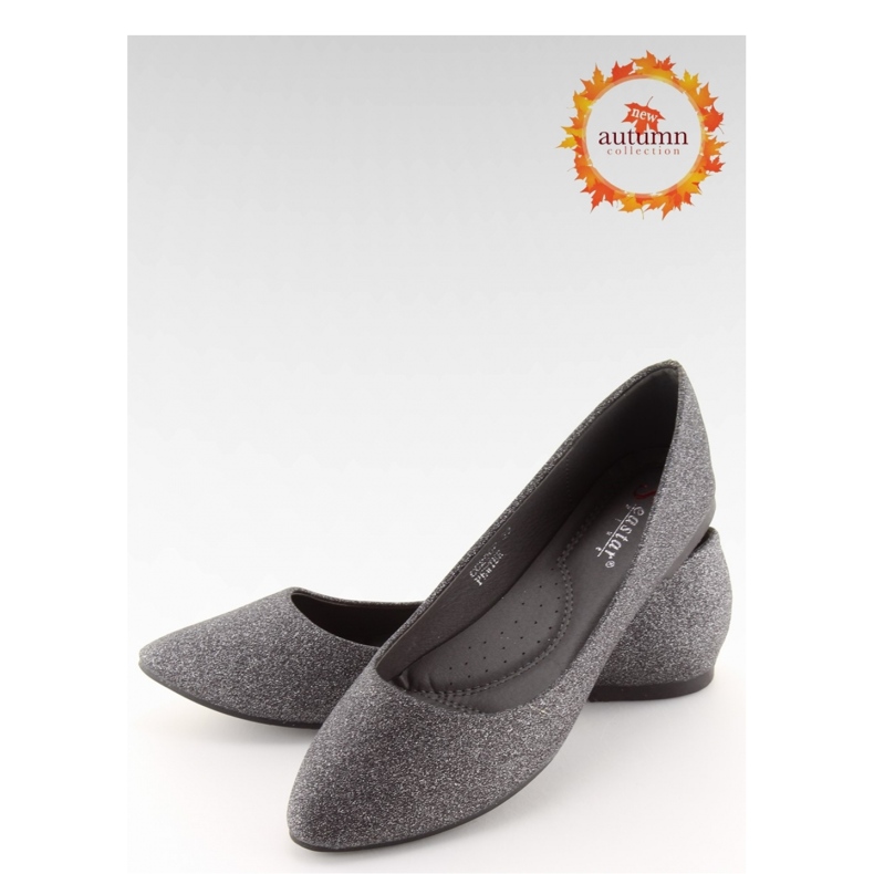 Black Glitter Ballet Flats CC200P Pewter - Inello 1