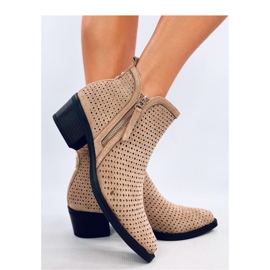 Beige openwork cowboy boots 1