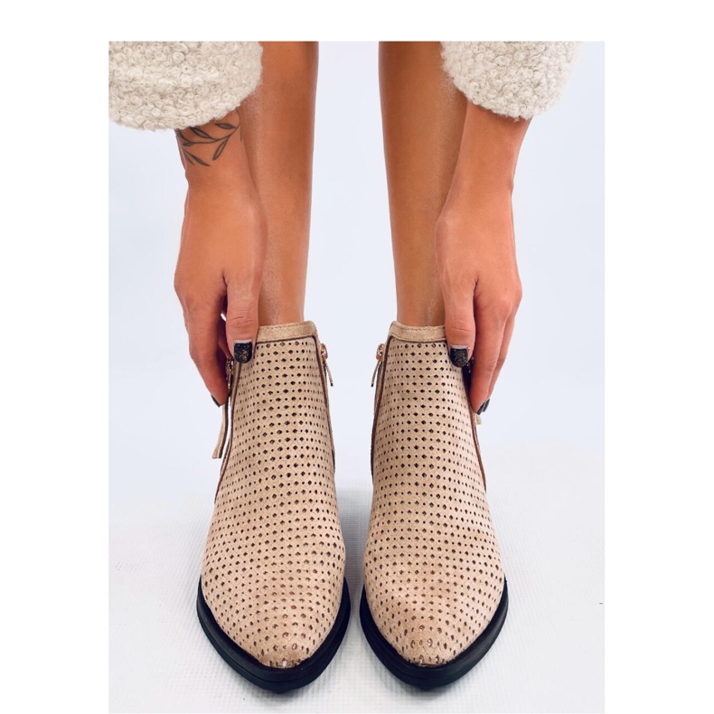 Beige openwork cowboy boots 2