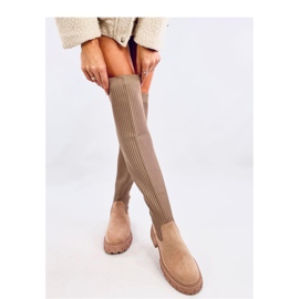 Khaki sock boots beige 2