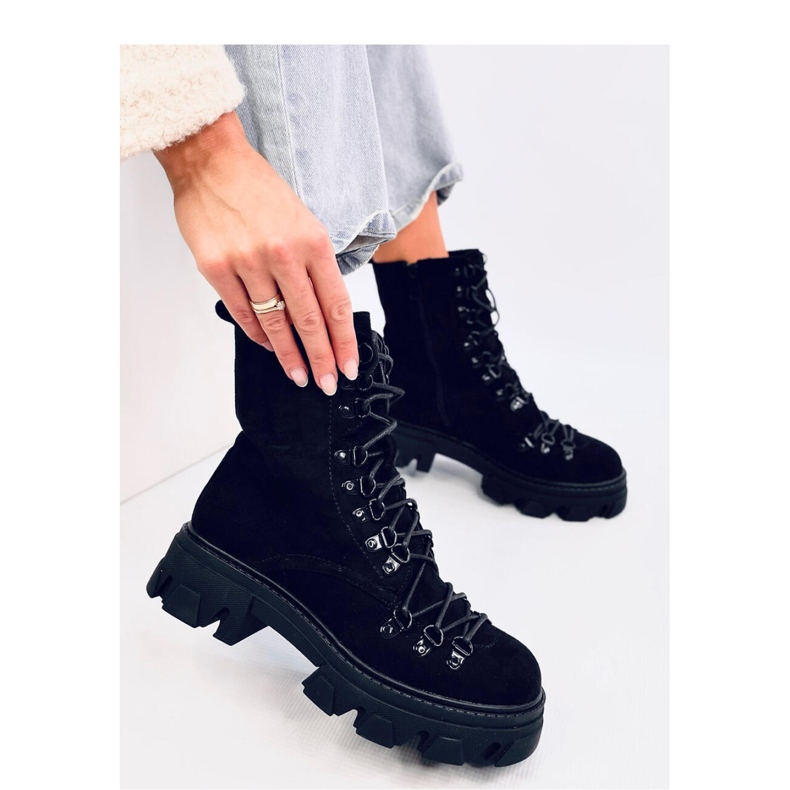 Lace-up worker boots Black 1