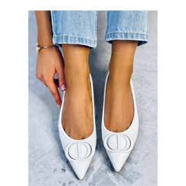 White ballet flats with almond toes 1