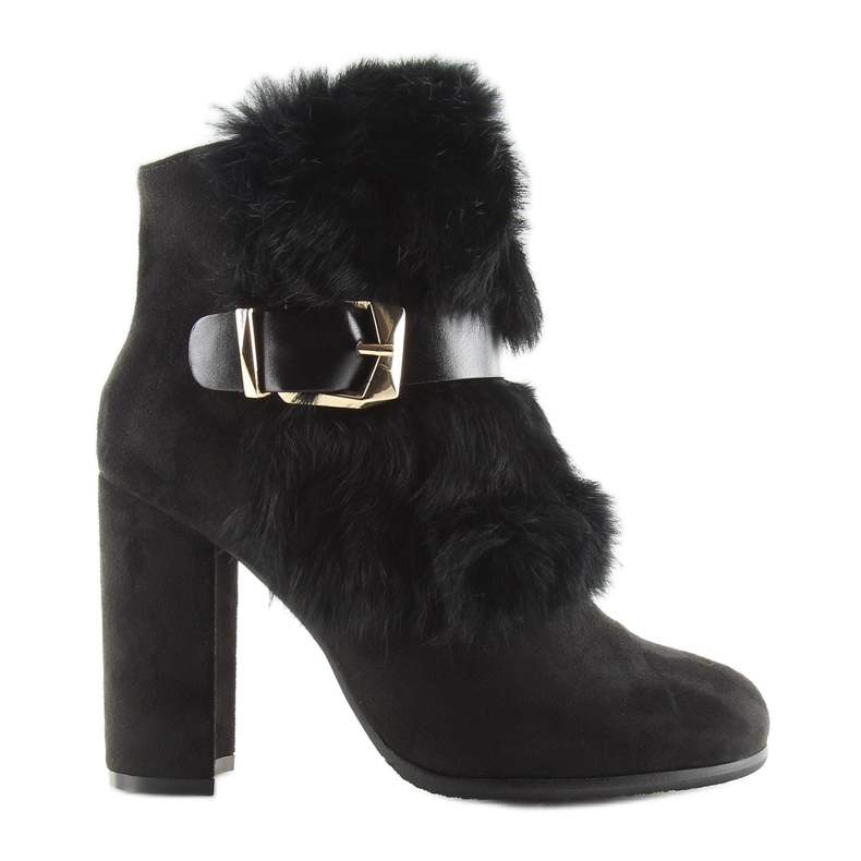 Black Boots On High Heel With Fur black 1316 Black 1