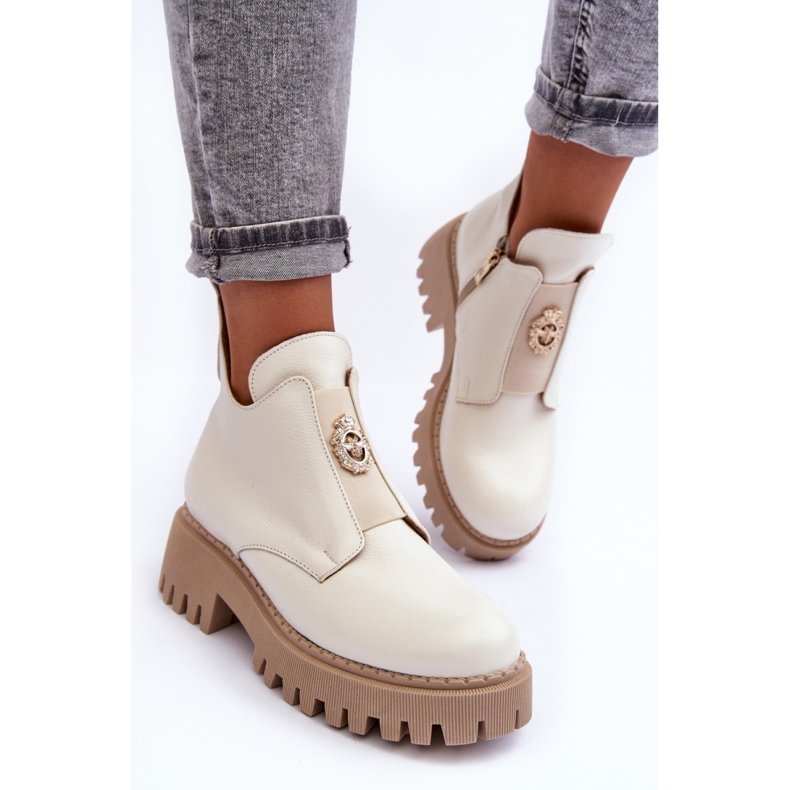 Ankle boots with decoration Lemar 600451 beige 1 Ankle boots with decoration Lemar 600451 beige 1