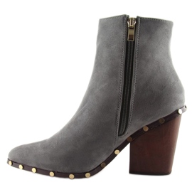 Boots with wooden heels gray 9127 gray grey 1