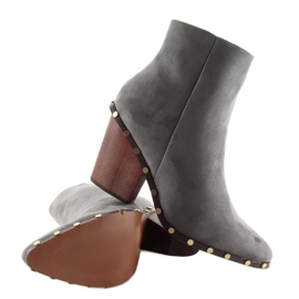 Boots with wooden heels gray 9127 gray grey 2