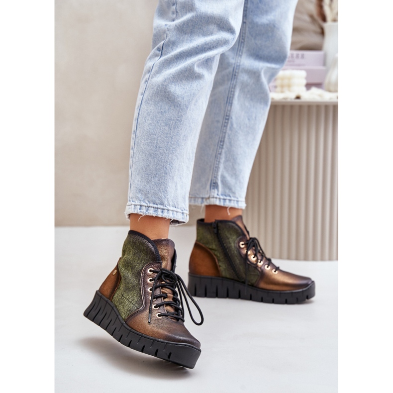Maciejka 06702-09 Green/Gold ankle boots 1