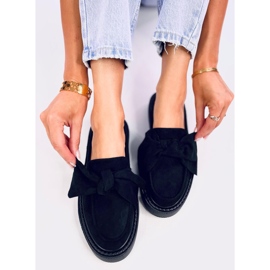 Suede Bow Moccasins Tempelton Black 1