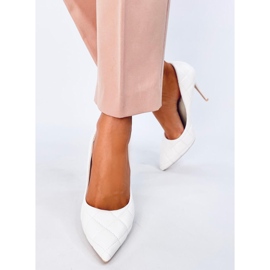 White quilted stiletto pumps 1