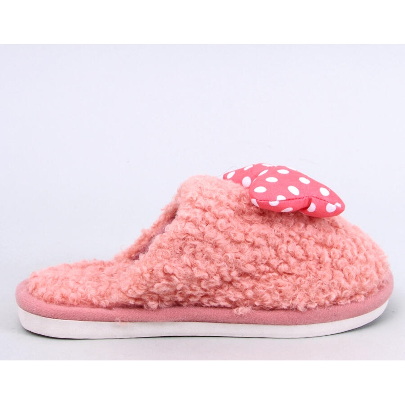 Child Salmon slippers with a bow pink 1