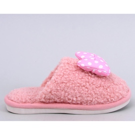 Child Pink children's slippers with a bow 1