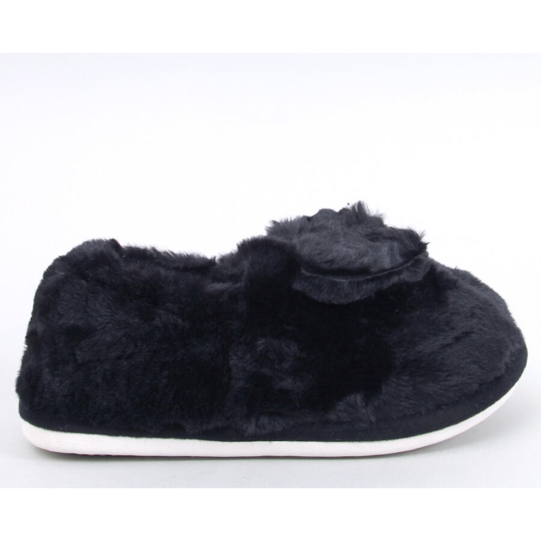 Fur slippers with a bow Emres Black 1
