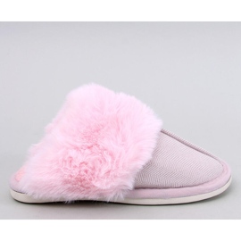 Allens Light Pink Herringbone Slippers with Fur 1