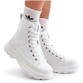 Leather insulated women's sneakers on the massive platform Big Star OO274A598 White 3