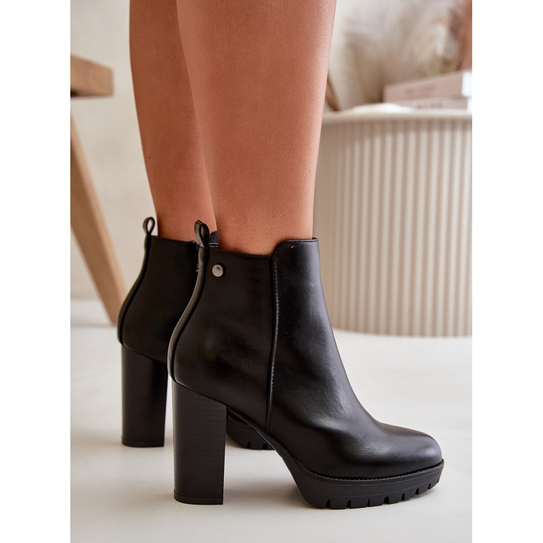 Women's Insulated Ankle Boots With High Heel Fastened With A Zipper Black Bioria 3