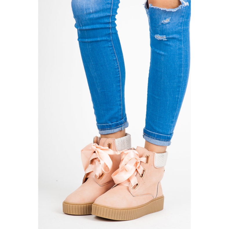 Vices Lace-up creepers pink 2