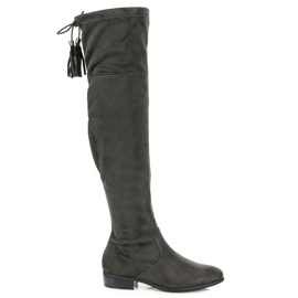 Yes Mile Over-the-knee boots with fringes grey 1