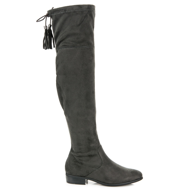 Yes Mile Over-the-knee boots with fringes grey 1