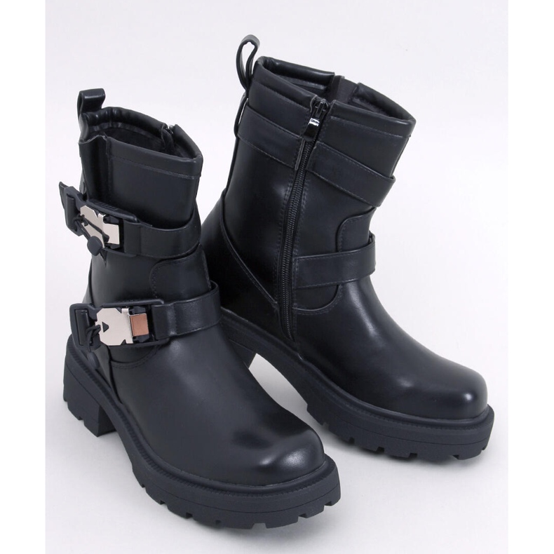 Black women's military boots with decoration 1