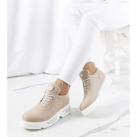 Beige Women's sports sneakers on the platform 1