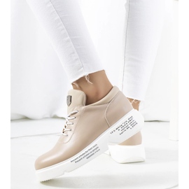 Beige Women's sports sneakers on the platform 2