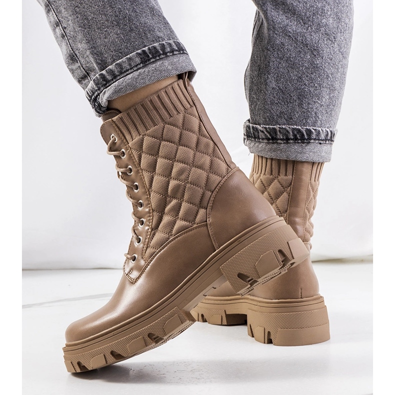 Brown women's boots with a sock upper 1