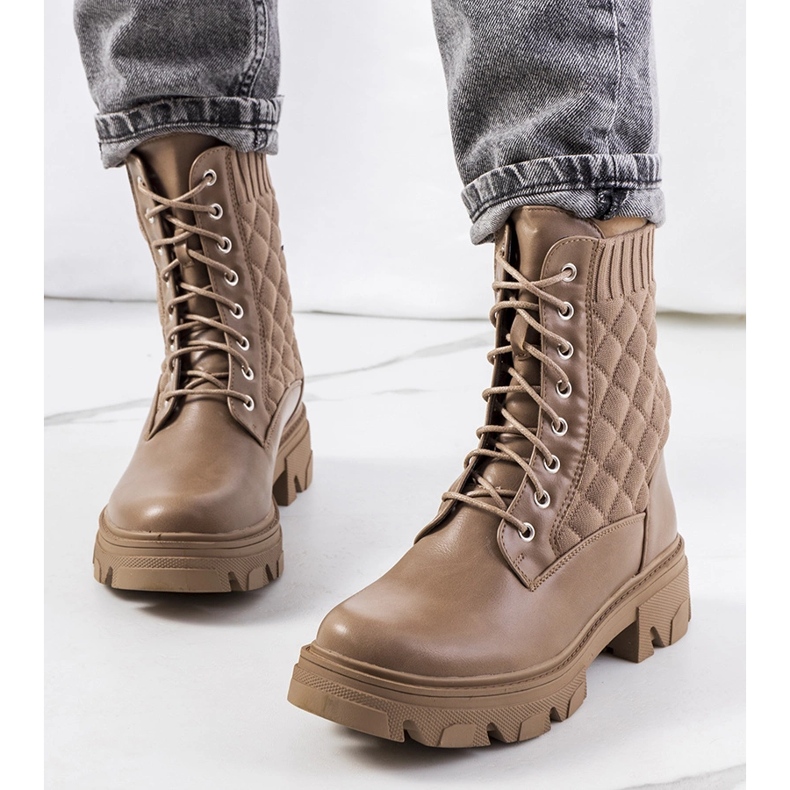 Brown women's boots with a sock upper 2