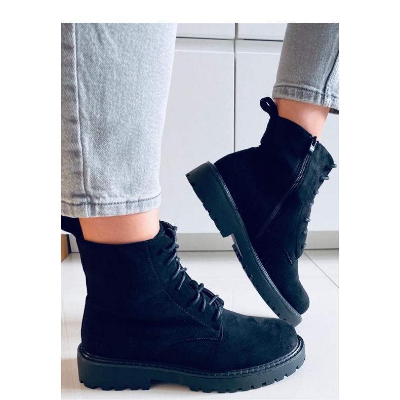 Gaten Black suede lace-up ankle boots - 1