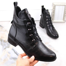 Insulated flat-heeled ankle boots Jezzi W JEZ412A, black 1 Insulated flat-heeled ankle boots Jezzi W JEZ412A, black 1