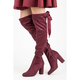 Ideal Shoes Maroon musketeers tied with a ribbon red 2