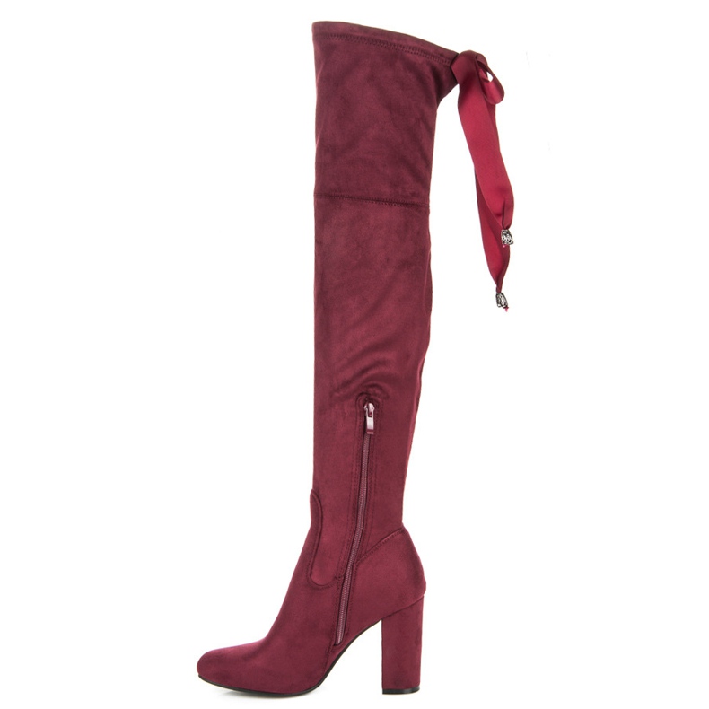 Ideal Shoes Maroon musketeers tied with a ribbon red 1