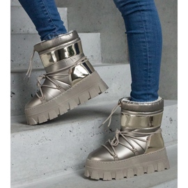 Gold platform snow boots with patent inserts golden 1