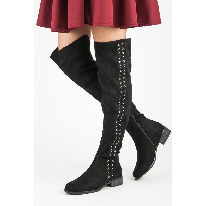 Ideal Shoes Boots with decorative binding black 2