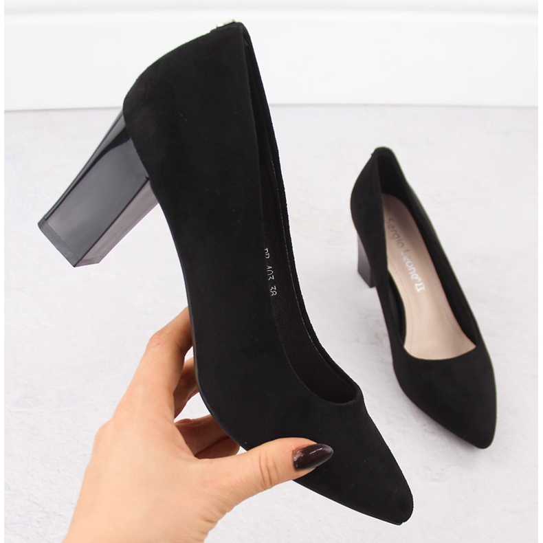 Black suede pointed-toe pumps by Sergio Leone PB403 1 Black suede pointed-toe pumps by Sergio Leone PB403 1