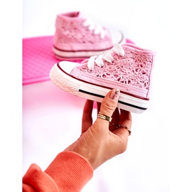 Girls' openwork high pink sneakers 3 Girls' openwork high pink sneakers 3