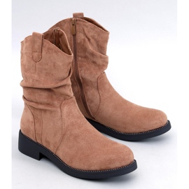Women's flat suede camel boots brown 1