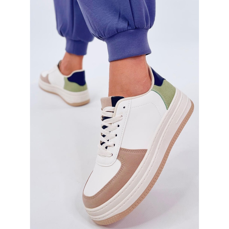 Women's white-khaki sports sneakers 1