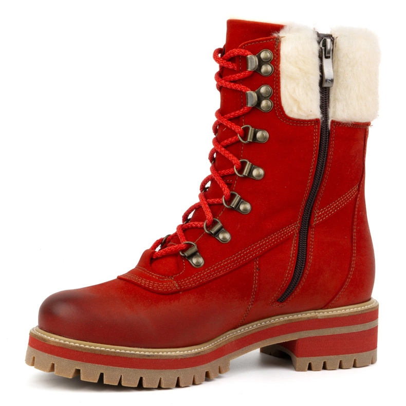 ButBal Women's leather boots, insulated winter boots, 329 Red 1