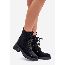 S.Barski Decorated Women's Insulated Worker Boots D&amp;A MR880-017 Black 1