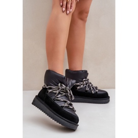 Women's Suede Snow Boots With Thick Lacing D.Franklin DFSH375003 Black 2 Women's Suede Snow Boots With Thick Lacing D.Franklin DFSH375003 Black 2