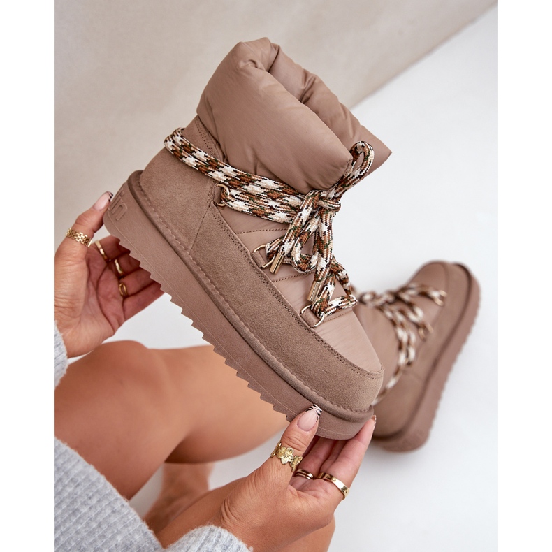 Women's Suede Snow Boots With Thick Lacing D.Franklin DFSH375003 beige 2 Women's Suede Snow Boots With Thick Lacing D.Franklin DFSH375003 beige 2