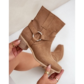 Natural Suede High Heel Boots Zazoo 3444/2 Beige 2